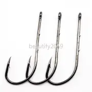 200PCS Fishing Hook Baitholder Jig Hook Black High Carbon Steel Hook Size 6#-6/0