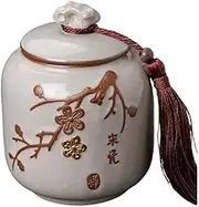 Kitchen Container Household Ceramic Tea Canister With Sealed Lid Large Capacity Embossed Storage Jar For Tea, Spices, Candy, Coffee For Loose Tea(Yellow)