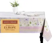 Maison d'Hermine Table Cloth Rectangle Table 100% Cotton Tablecloth for Dining Room, Farmhouse, Home, Hotel, Parties & Wedding - Gifts for Mothers Day Spring/Summer (Magnolia Mornings, 60" x 108")