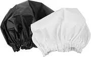Healeved 2Pcs Extra Large Waterproof Shower Caps for Women - Reusable Eva Bathing Bonnets with Elastic Band for Home Use - Black and White