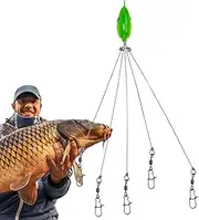 Bass Fishing Rig Kit | Fishing Gear Group Attack Lure 5 Arms,Fishing Bass Bait Lure, Fishing Lures Bait Rigs, Bass Fishing Bait, Realistic 3D Fish- Eye Design for Walleye Trout