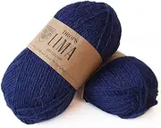 65% Wool and 35% Alpaca Yarn for Knitting and Crocheting, 3 or Light, Worsted, DK Weight, Drops Lima, 1.8 oz 109 Yards per Ball (9016 Navy Blue)
