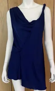 Women’s David Lawrence Top Large Blue Stretch Viscose New Sleeveless Draped