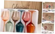 Colored Wine Glasses Set 6-16oz Wine Glasses with Stem【HandBlown】 Multicolor