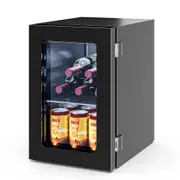Advwin 20L Mini Bar Fridge, Portable Compact Refrigerator Cooler with Adjustable Temperature, Wine Cooler for Beer, Wine, Soda, Countertop Small Fridge for Office, Bedroom, Black