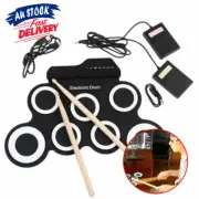 Electronic Drum Kit Compact Size Hand Roll Set Portable 7 Silicone Pad Roll Up