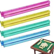 Mahjong Racks with Pushers - 4pcs Mahjong Stand and Push Rod | Clear Multicolor Mahjong Pushers Racks | Set of 4 Acrylic Storage Organizer | Board Game Accessories, Mah Jongg Accessories