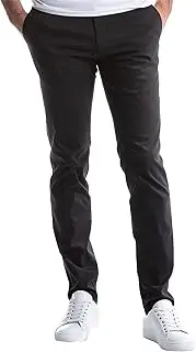 [Aosufei] Men's Slim Fit Casual Straight Leg Pants Solid Business Quick Dry Trousers Stylish Classic Outdoor Pants, Black, 4X-Large