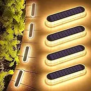 Lacasa Solar Deck Lights, 4 Pack 40LM Solar Powered Step Lights, LED Dock Lights Warm White 2700K Outdoor In-Ground Lights IP68 Waterproof Auto ON/Off for Garden Stairs Driveway Pathway Lighting