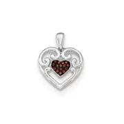 14k White Gold Cognac Real Diamond Heart Pendant
