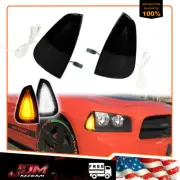 For 06-10 Dodge Charger Smoked Amber Front Signal Corner Lights White DRL Lamps