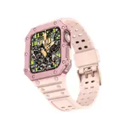 Nevenka Sport Rugged Watchbands with Bumper Case Compatible for Apple Watch-All Pink