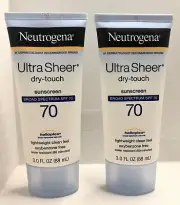 Neutrogena Ultra Sheer Dry-Touch SPF 70 Sunscreen Lotion Lot X 2