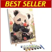 DIY Paint by Numbers for Adults - Framed Panda Canvas with Easel & Brushes