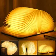 Wooden Book Light Folding USB Rechargeable Night Lamp Warm White Magnetic Design