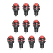 Push Button Switch SPST 1 NO Momentary Round Button 10mm / Red / 10 Pcs