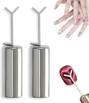 Heart Magnet for Cat Eye Gel Polish, Magnetic Nail Art Tool for Cat Eye Effect, DIY Manicure Kit with 3/5 Y-Shaped Guide Sticks, Nail Magnet for Home and Salon Use (2PCS)
