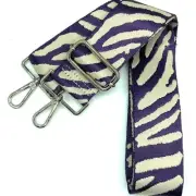 Purple White Tiger Print Adjustable Crossbody Bag Purse Guitar Strap Silver