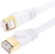 Cat 7 Ethernet Cable, Gigabit LAN Network RJ45 High-Speed Patch Cord Flat 10Gbps 600Mhz STP Compatible with Raspberry Pi, PC, Game Console, Xbox, PS3, PS4, Switch, Modem, Smart TV - White (0.5M)