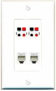 4 Port 1 Gang Jack Face Cover Coupler 2 PHONE 2 SPEAKER Wall Plate