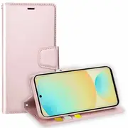 For Samsung Galaxy S24 FE Case, Hanman Wallet Leather Flip Magnetic Stand Case Cover (Rose Gold)