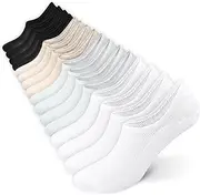 [Mcool Mary] No Show Women Socks Cotton Thin Low Cut Liner Non Slip Invisible Socks Casual Soft Durable Socks 8 Pack (4color), 2nude,2white,2black,2blue, 5-9