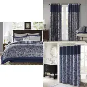 Bundle of Aubrey Series (Comforter Set + Shower Curtain+ Curtains for Living Ro