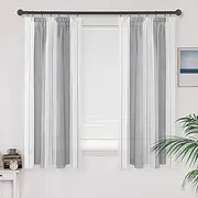 MRTREES Window Curtain Grey and White Stripes and Curtains 137 x 140 cm Store Living Room Tab-Top Curtain
