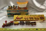 Vintage Hand Carved Wood Train Figure Toy Old Time Locomotive Japan cake topper