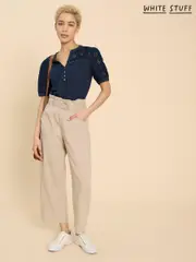 White Stuff Blue 100% Cotton Bella Broderie Mix Top (B10647) | $90