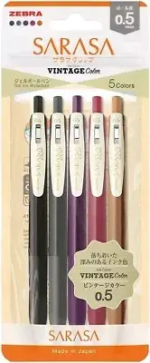 ZEBRA SARASA Clip Gel Pen 0.5mm - Vintage Colors Additional Set (5 Colors) Japan