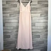 White by Vera Wang Dress Womens 10 Blush Pink Chiffon Bridesmaid Wedding Prom