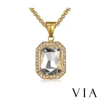 在飛比找momo購物網優惠-【VIA】白鋼項鍊 美鑽項鍊 寶石項鍊/璀璨美鑽華麗方晶寶石