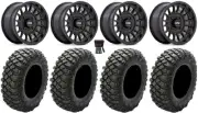 KMC Impact 15" Wheels Black 30" Crawler XR Tires Can-Am Maverick X3