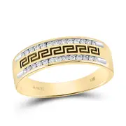 14k Yellow Gold Round Diamond Grecco Wedding Band Ring 1/4 Cttw