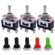 3Pcs SPDT Momentary Toggle Switch with Waterproof Boot Cap Cover, 15A 250V