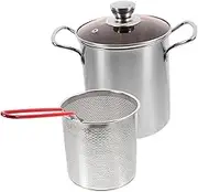 1 set Deep Fryer Pot with Frying Basket Cooking Pot with Ergonomic Handle Versatile Deep Frying for Home Cooking for Fries Chicken and Tempura