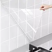 GZTFPQ Kitchen Wall Protector Oil, Clear Contact Paper Transparent Static Waterproof Heat Resistant Splash Removable Wall Protector for Kitchen Dining Room Wood Countertop 45cm x 1m