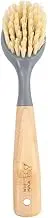White Magic Eco Basics Cast Iron Brush – Ergonomic Bamboo Handle | Tough Nylon Bristles & Scraper Edge for Burnt-in Residue | Ideal for Cast Iron Cookware, Pots & Pans | Eco-Friendly Recycled Plastic