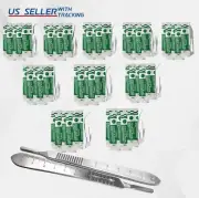 100 Surgery Scalpel Blades Assorted w/ Stainless Steel Scalpel Handles #3 + #4