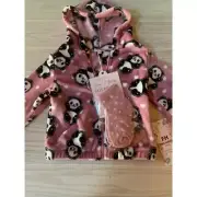 Free Haven Panda Bear Plush Zip Up Hoodie & Socks Set Kids Size 4