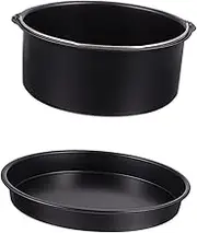 1Set Air Fryer Accessory Carbon Steel Cake Basket Pizza Pan for Fryers Non Stick Coating Easy Demoulding Even Heat Distribution for Baking