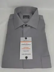 NWT Van Heusen Men's Extreme Stain Shield Wrinkle Free Gray Steel 16-16.5 34/35