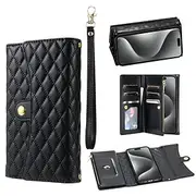 Phone Case For iPhone 16 15 14 Pro Max Plus iPhone 13 12 11 Pro Max Wallet Case Zipper Full Body Protective with Lanyard Retro Geometric Pattern TPU PU Leather