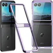 [Jarttarn] Flip Case Compatible with Motorola Razr 40 Ultra Case,Clear Moto Razr 40 Ultra Case,Electroplating Shockproof Protective Phone Case for Moto Razr 40 Ultra 2023 (Purple)