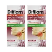 2x Difflam Sore Throat RTU Fresh Mint Gargle 200mL treatment of sore throats