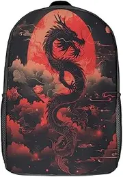 [WUSHAUALNS] School Bags Loong Backpack School Bag Rucksack for Girls Boys Backpacks Large Capacity Kids Back Pack Lightweight School Bags for Children Students 17inch
