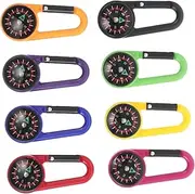 8pcs Carabiner Compass Backpack Outdoor Buckle Compass Buckle Outdoor Hiking Hanging Bottle Buckle Pocket Compass for Hiking Pocket Watch Compass Outdoor Compass Hiking Compass Abs