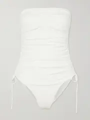 [Melissa Odabash] Melissa Odabash - Sydney Strapless Ruched Swimsuit - White - UK 14 UK 14 White