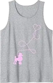 [Generic] 1950's Sock Hop Costume Dog Cute Poodle Heart Tank Top T-Shirt for Men Crew Neck Tee Shirt